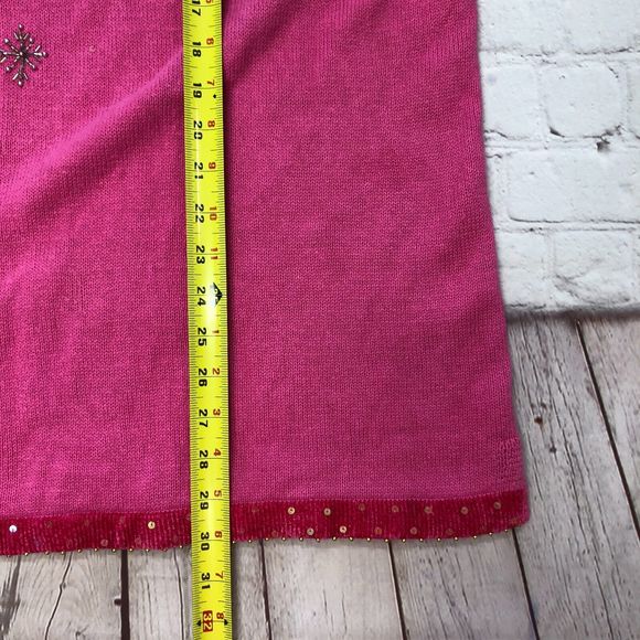 Quacker Factory Women Snowman Beads Embroidered Knit Sweater Size 1X M102 -20 - Picture 3 of 14